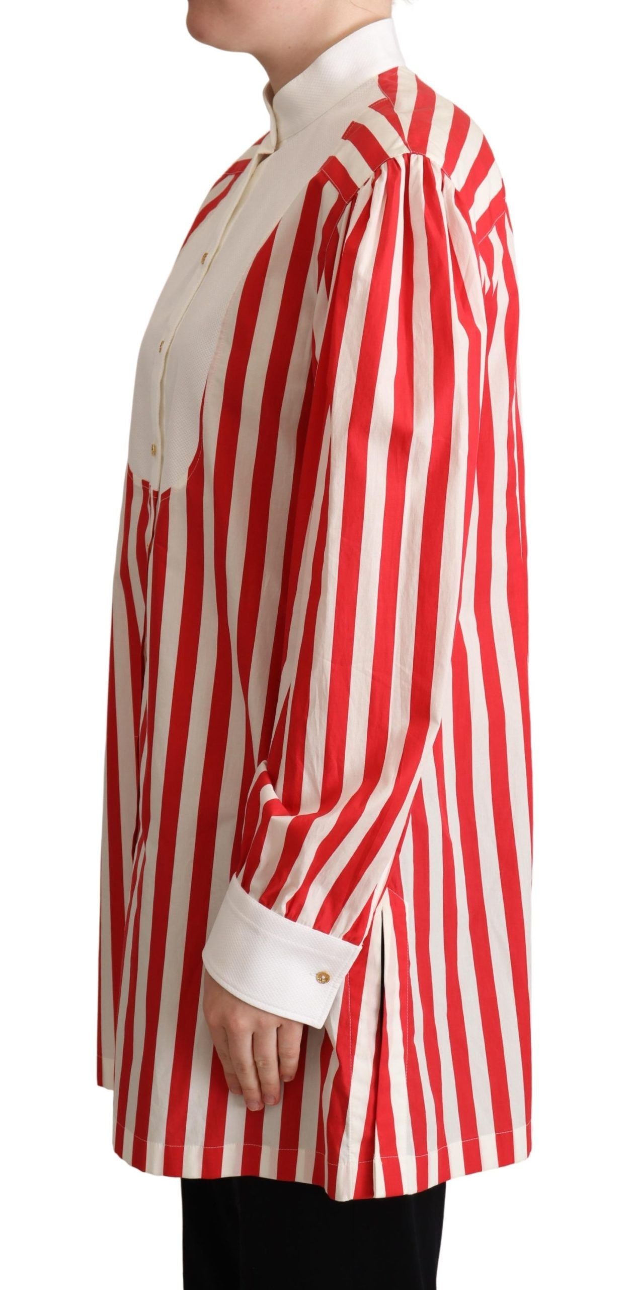 Rot Weiß Gestreiftes Langarmhemd Formal