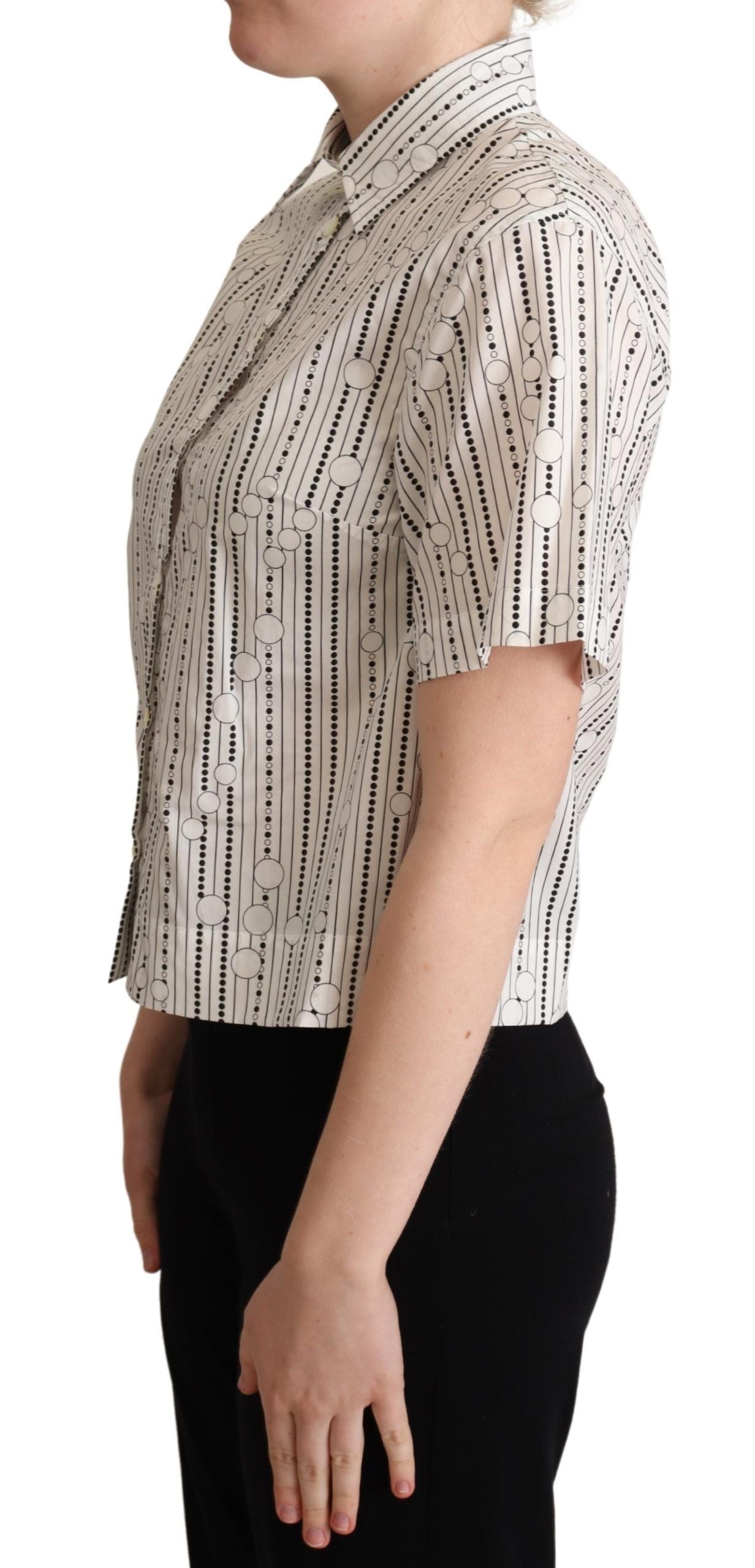Weißes Kreise Dots Hemd mit Knopfleiste