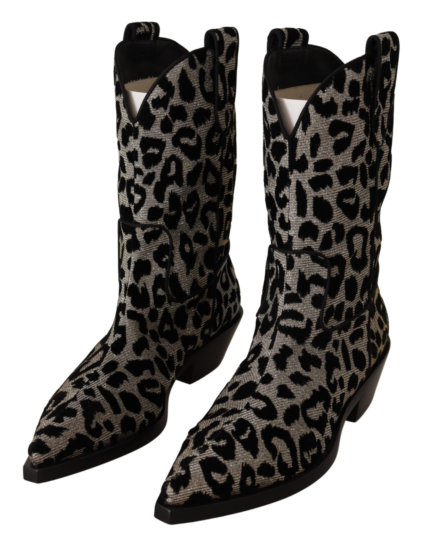 Grau Schwarz Leopard Cowboy Stiefel Schuhe