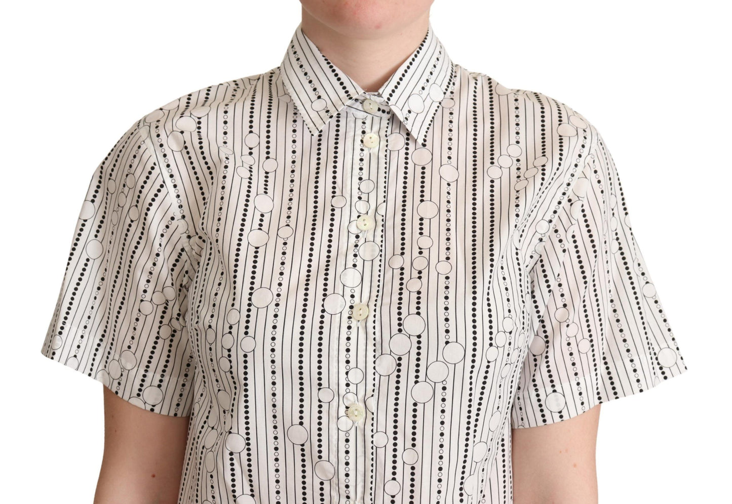 Weißes Kreise Dots Hemd mit Knopfleiste