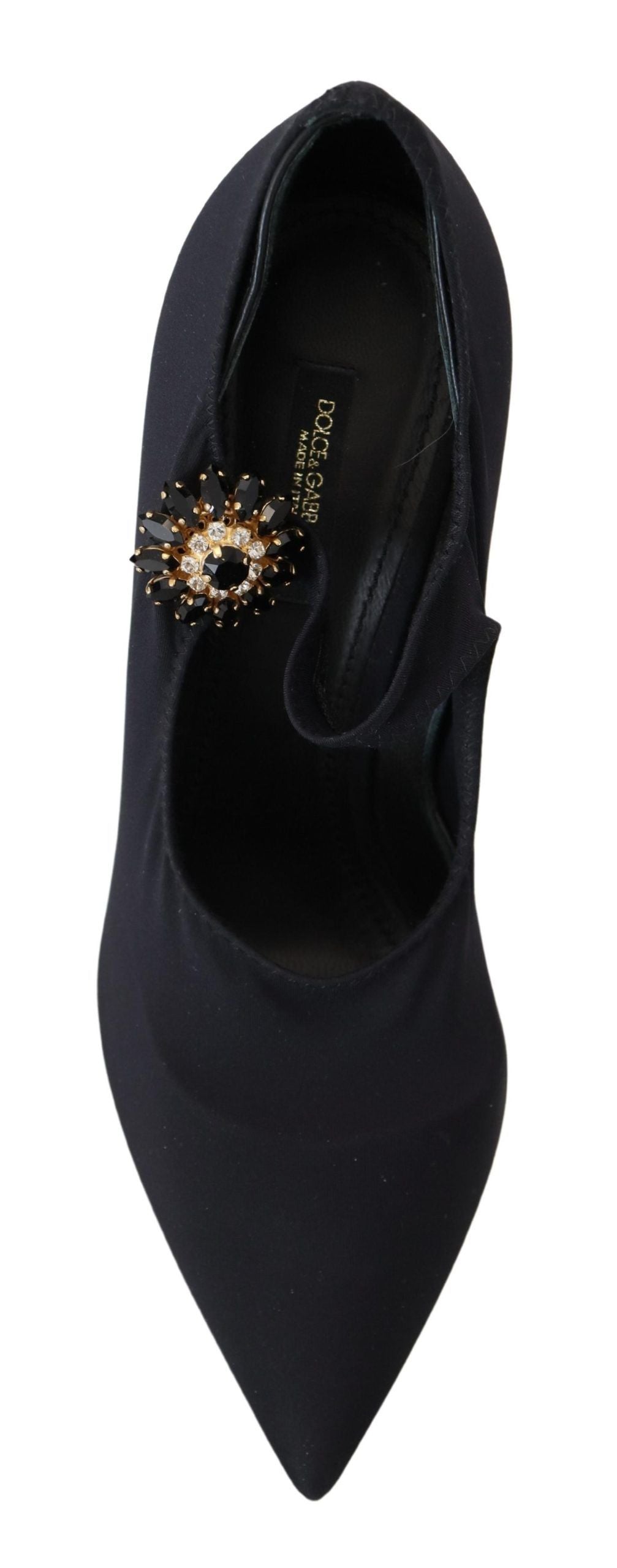 Schwarze Socken Stretch Crystal Pumps Schuhe
