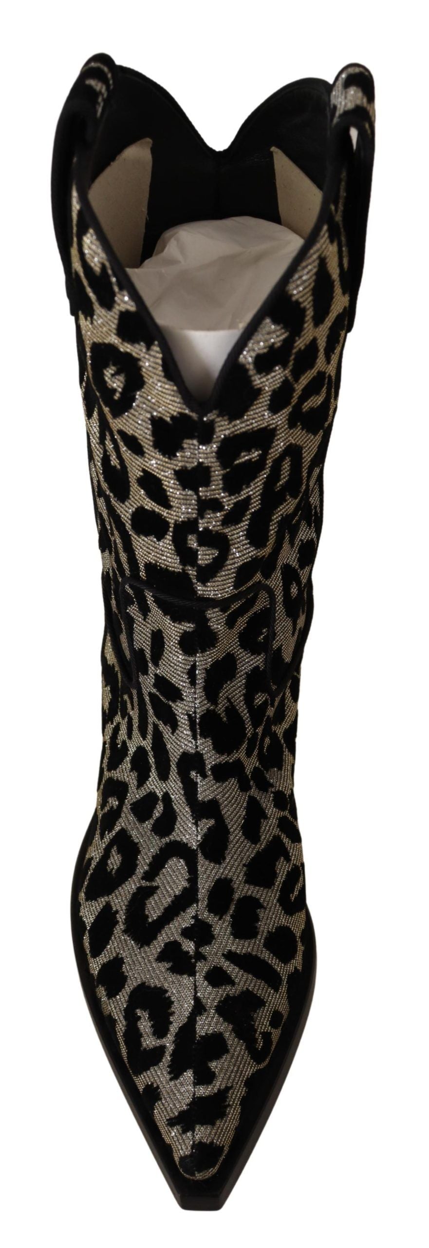 Grau Schwarz Leopard Cowboy Stiefel Schuhe
