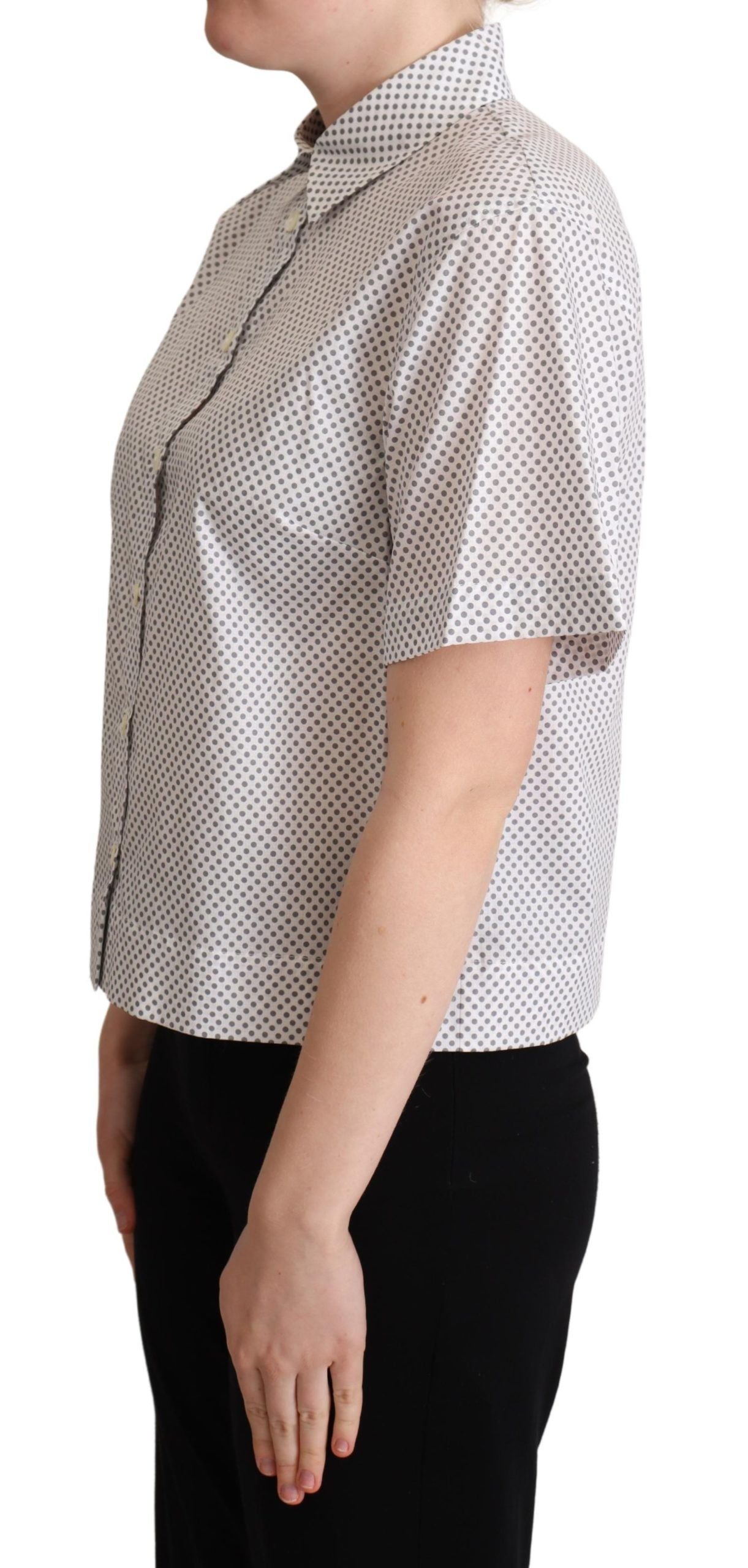 Weißes Graues Polka Dots Hemd mit Knopfleiste