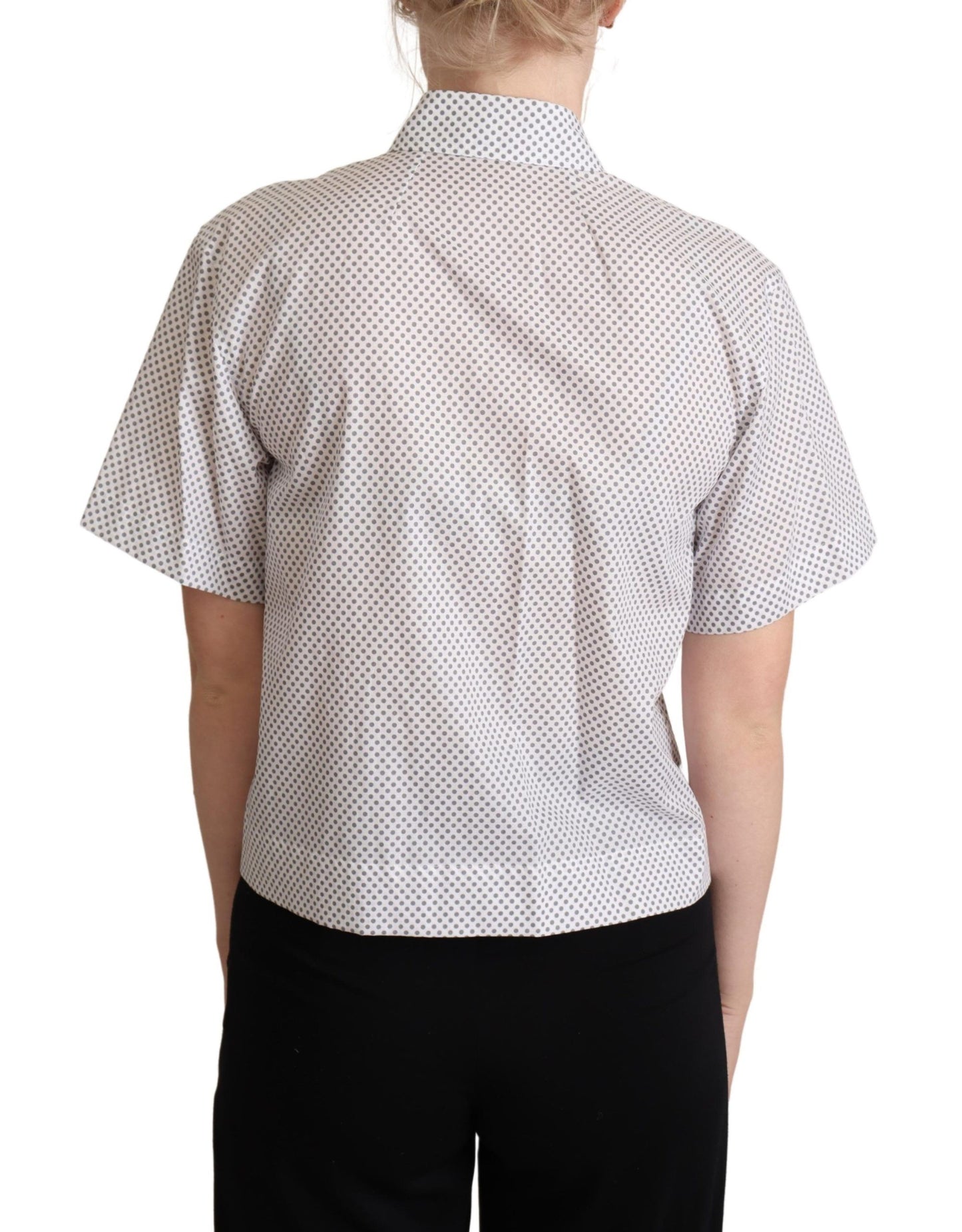 Weißes Graues Polka Dots Hemd mit Knopfleiste