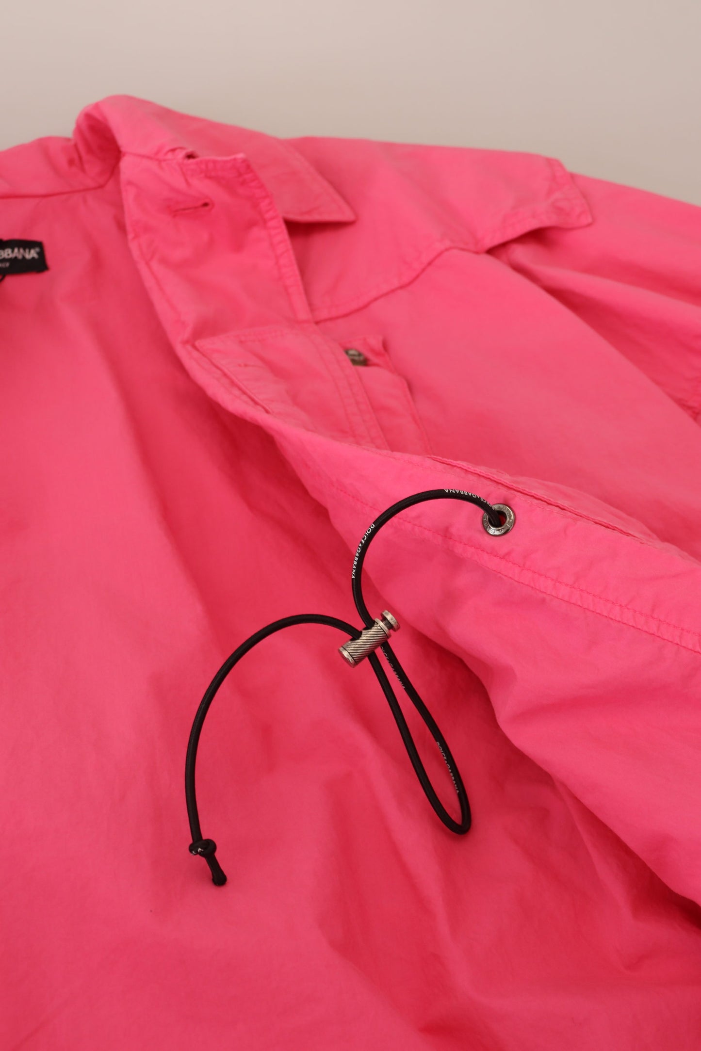 Rosa lange Windjacke aus Baumwolle mit Kragen