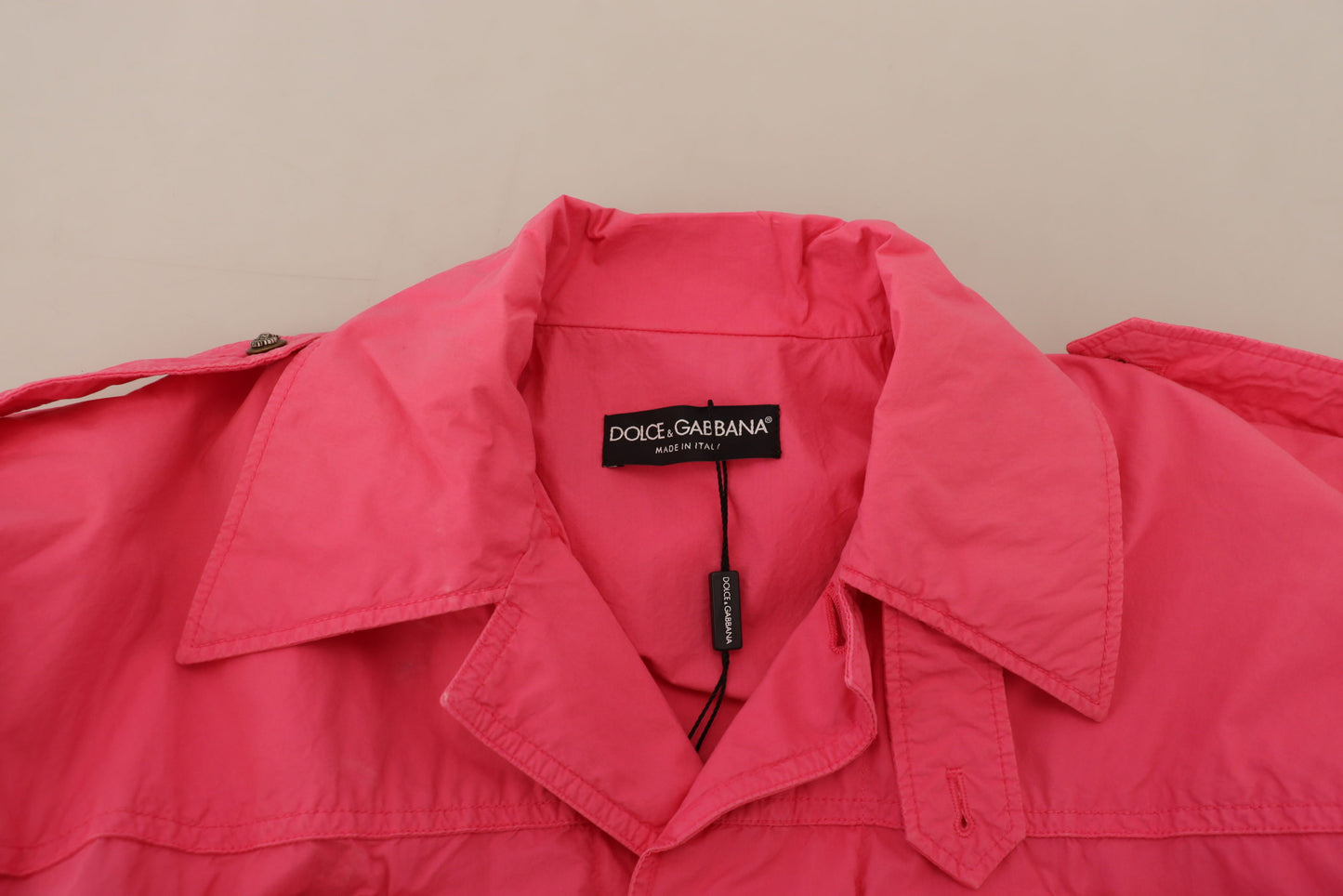 Rosa lange Windjacke aus Baumwolle mit Kragen