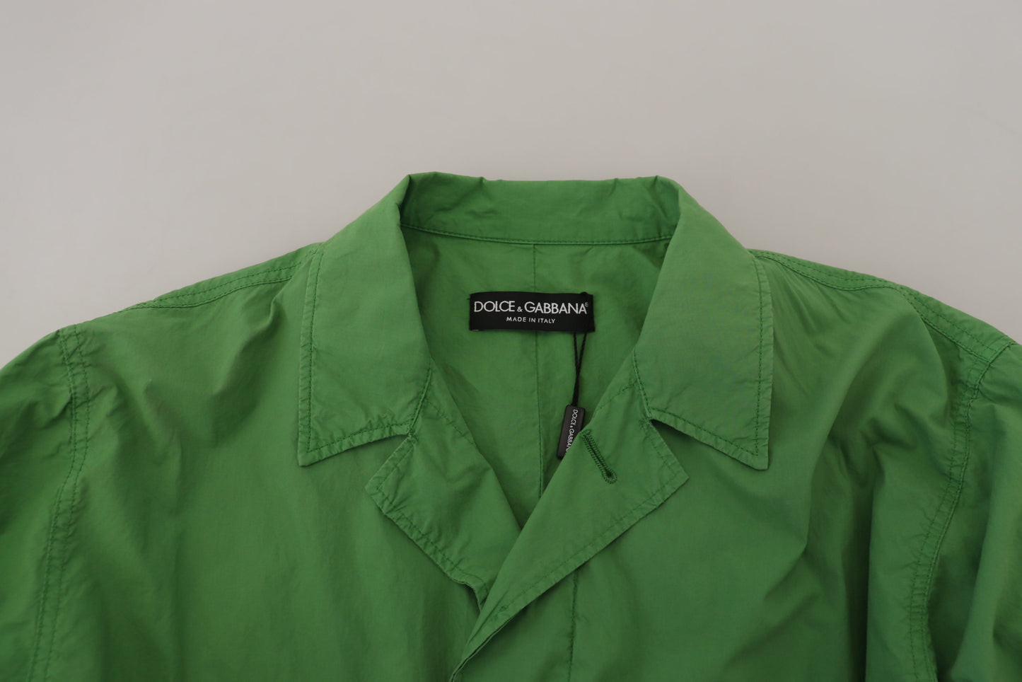 Grüne Windbreaker-Baumwolljacke mit Kragen