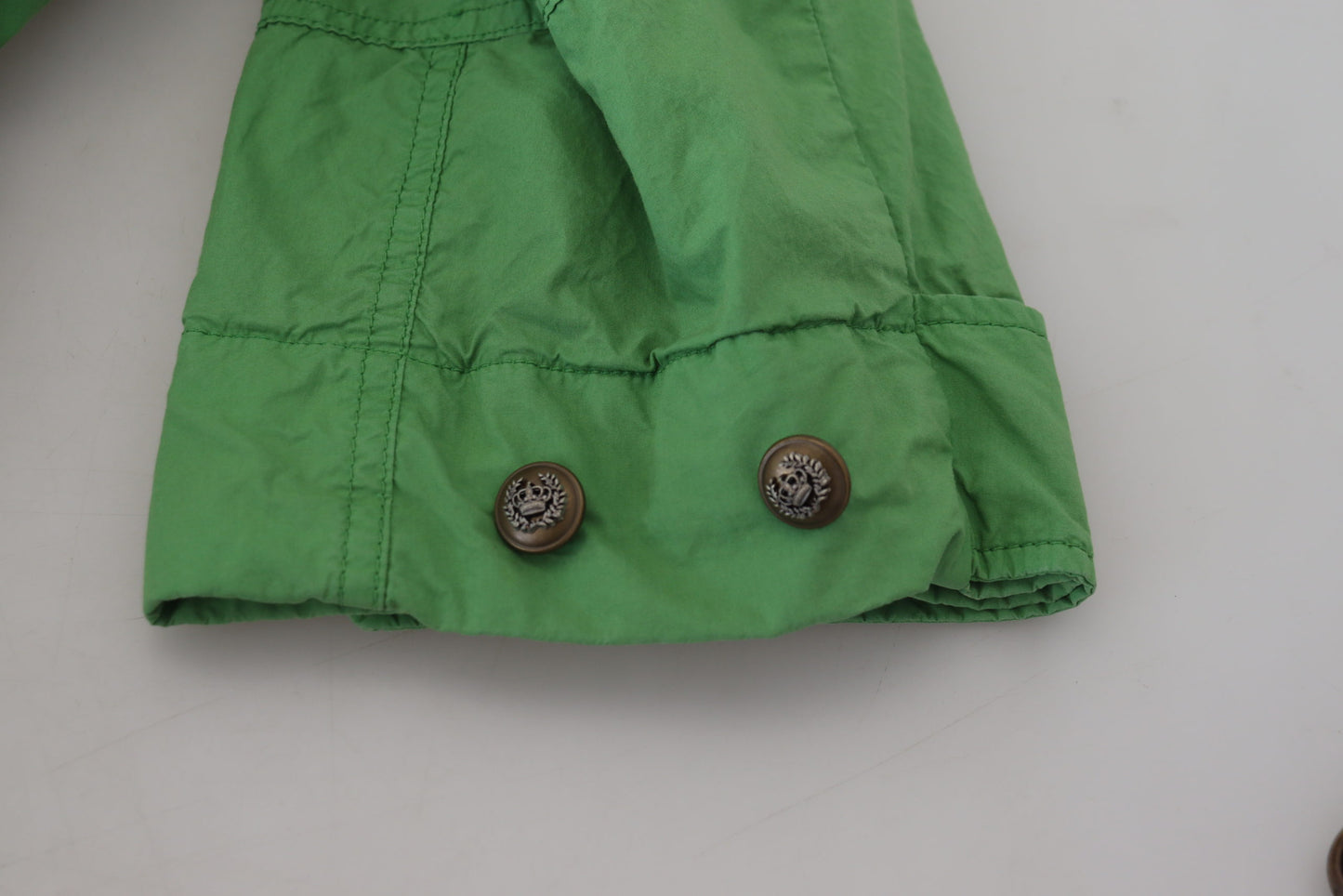 Grüne Windbreaker-Baumwolljacke mit Kragen