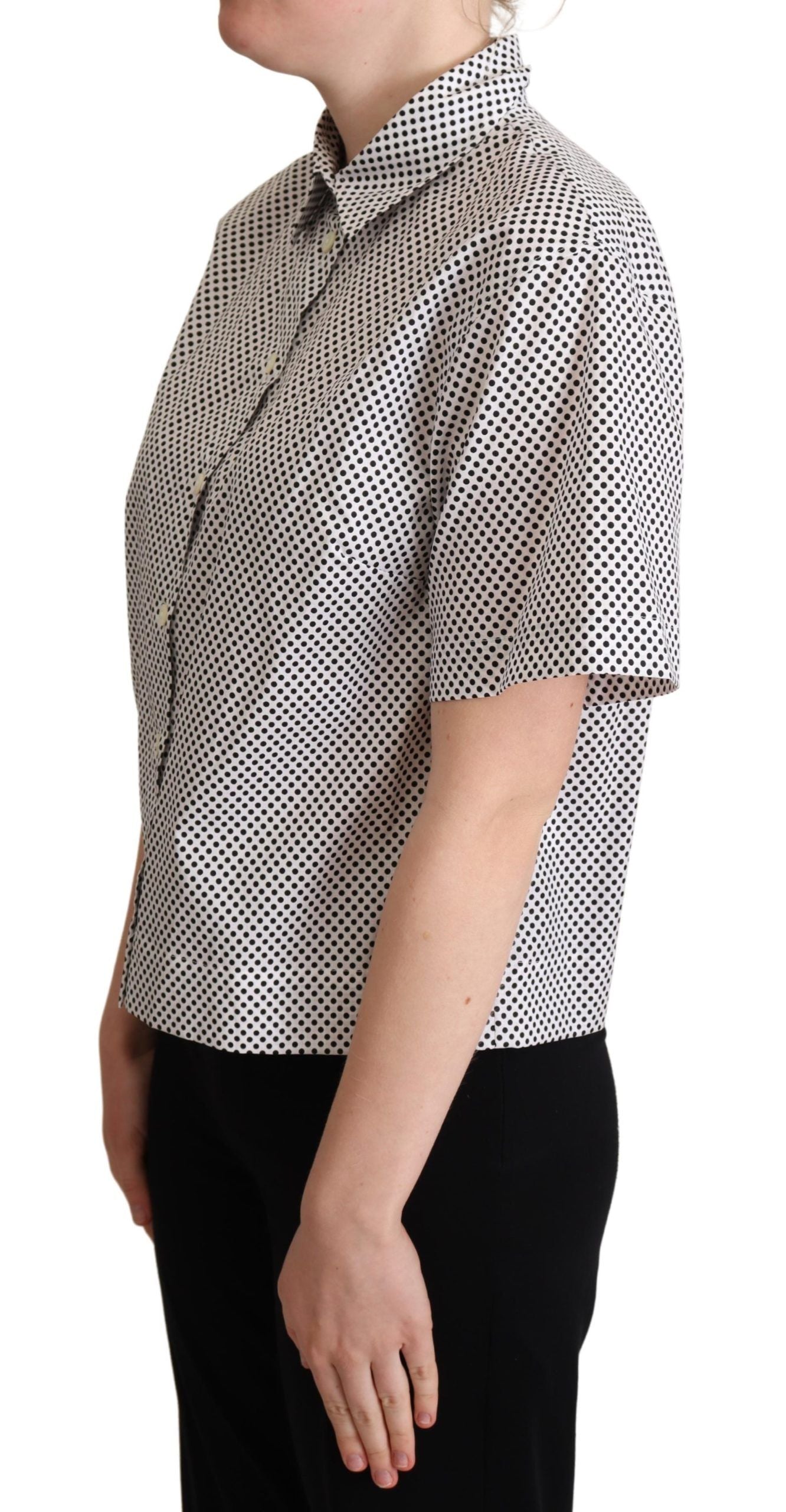 Schwarzes Polka Dot Hemd mit Kragen Weiß