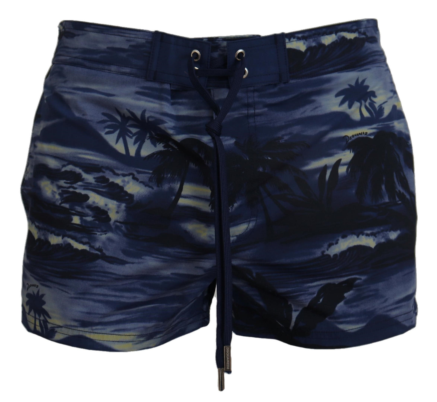 Blaue Tropical Wave Design Strandbekleidung Shorts Bademode