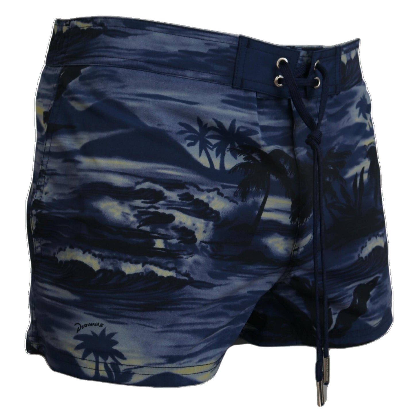 Blaue Tropical Wave Design Strandbekleidung Shorts Bademode