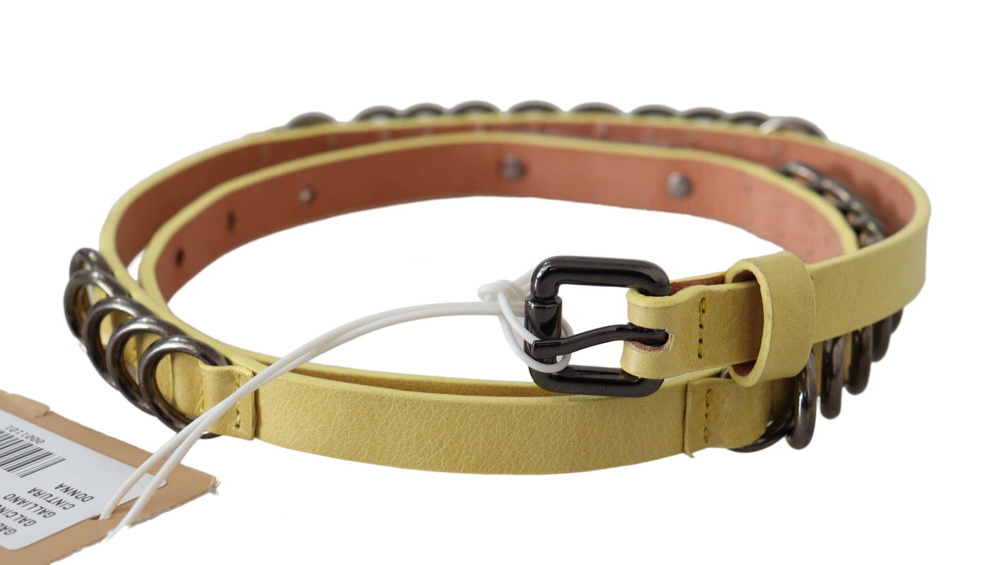 Gelber Leder-Luxusgürtel mit schmaler Schnalle Fancy Belt