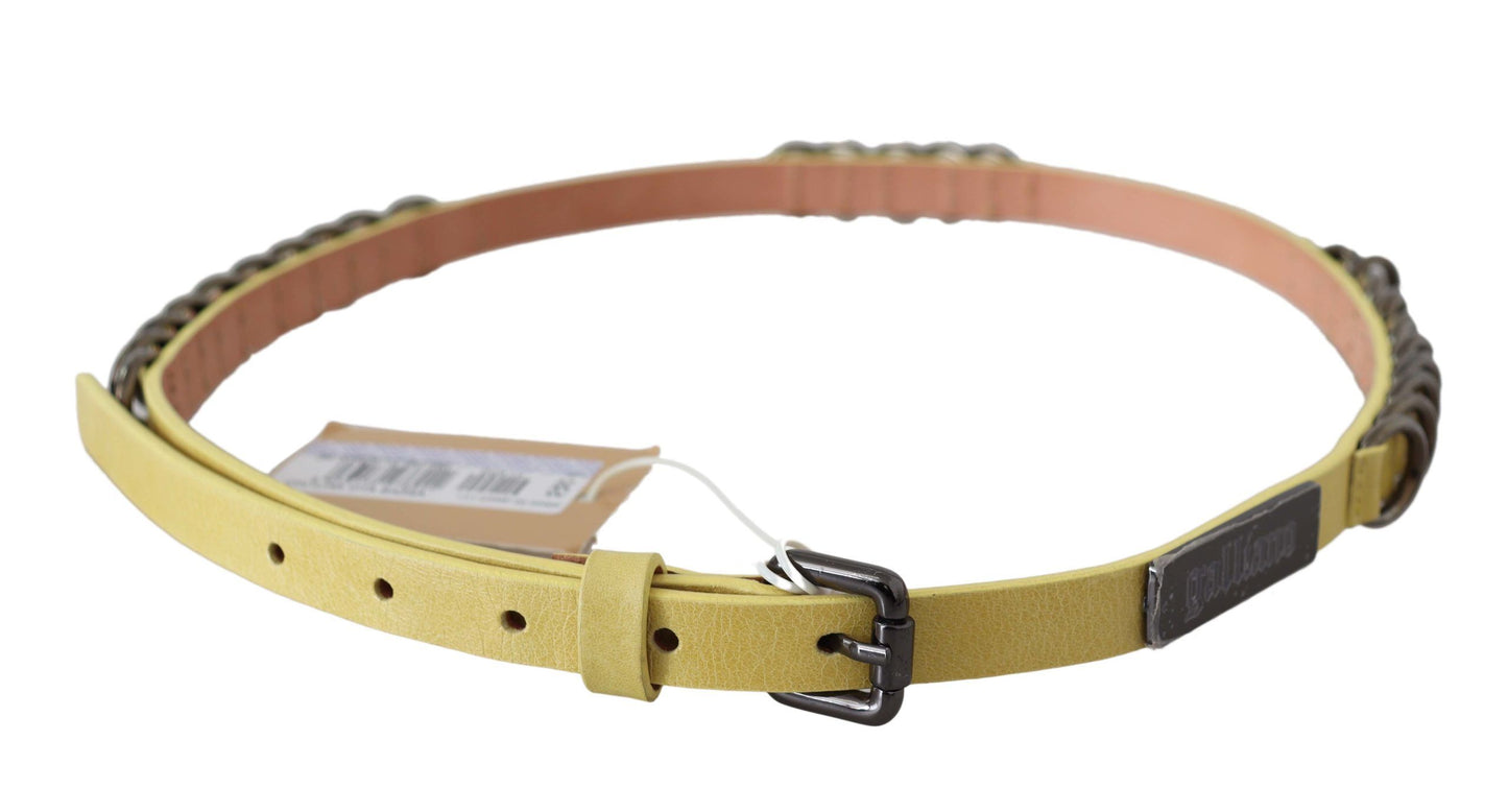 Gelber Leder-Luxusgürtel mit schmaler Schnalle Fancy Belt