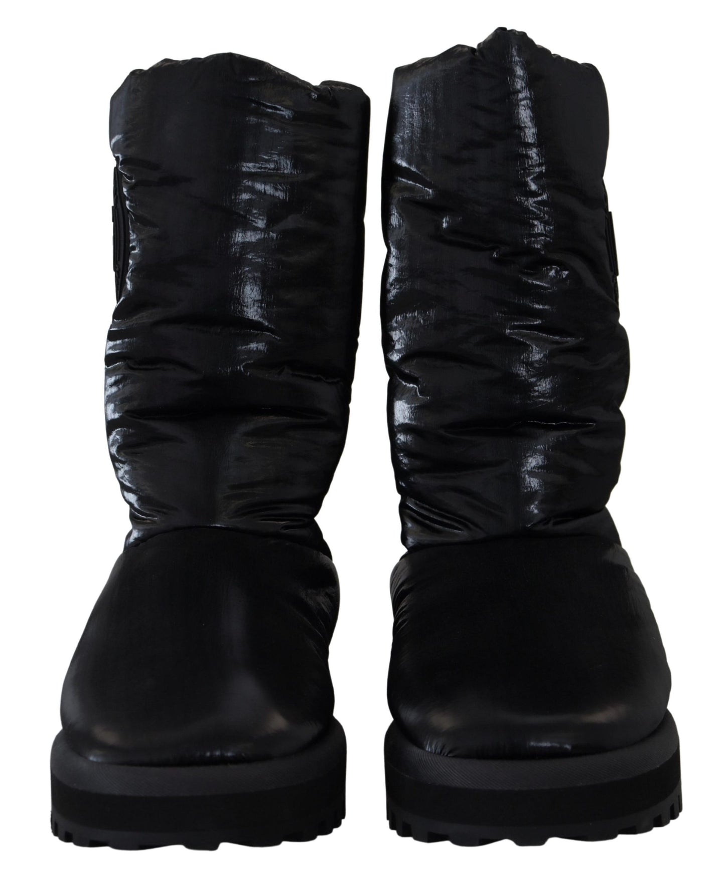 Schwarze Stiefel Gepolsterte Mittlere Wade Winterschuhe