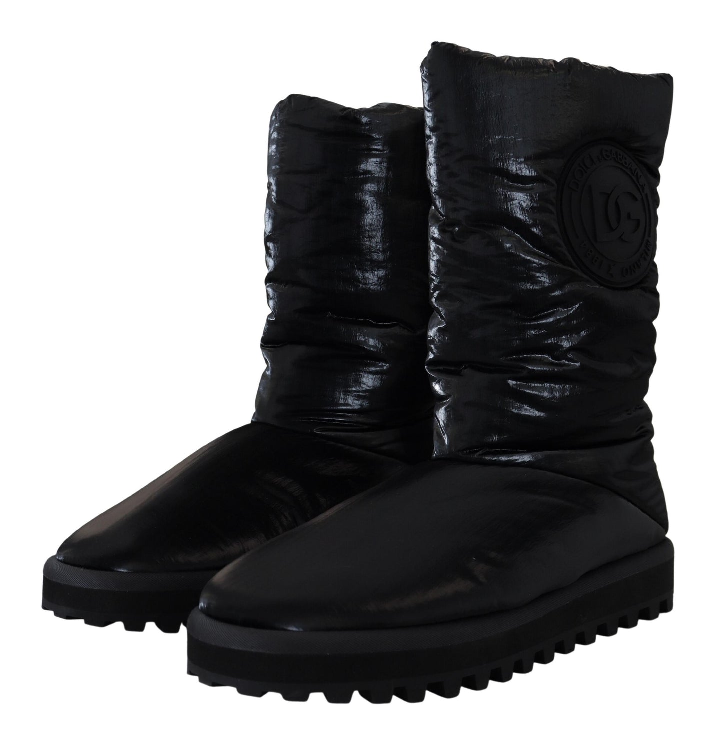 Schwarze Stiefel Gepolsterte Mittlere Wade Winterschuhe