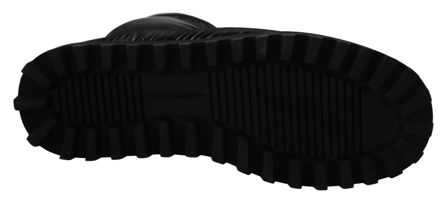 Schwarze Stiefel Gepolsterte Mittlere Wade Winterschuhe