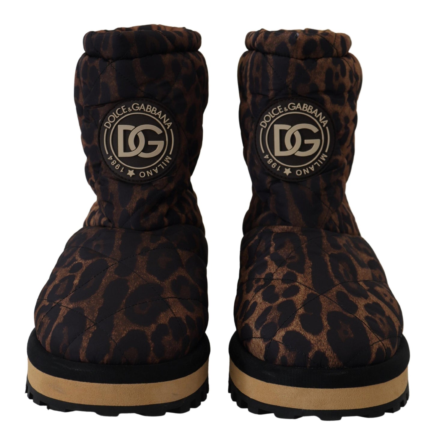 Braune Leopardenstiefel Gepolsterte Schuhe mit mittlerer Wade