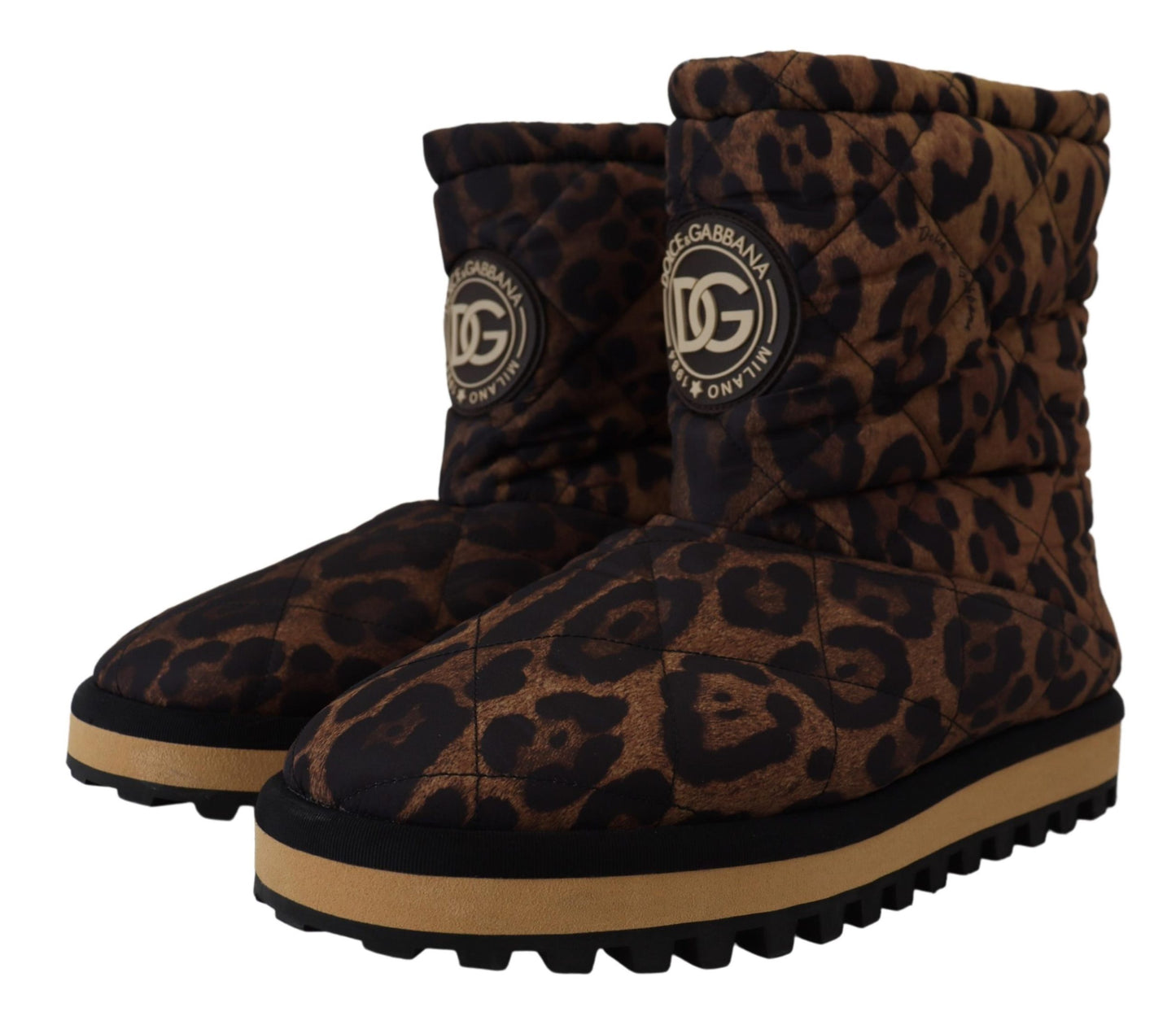 Braune Leopardenstiefel Gepolsterte Schuhe mit mittlerer Wade