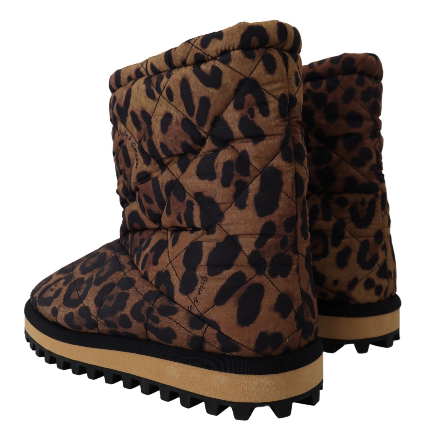 Braune Leopardenstiefel Gepolsterte Schuhe mit mittlerer Wade