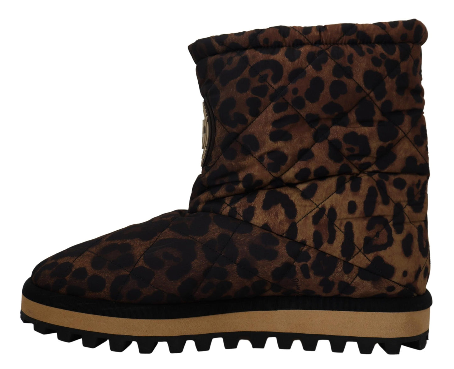 Braune Leopardenstiefel Gepolsterte Schuhe mit mittlerer Wade