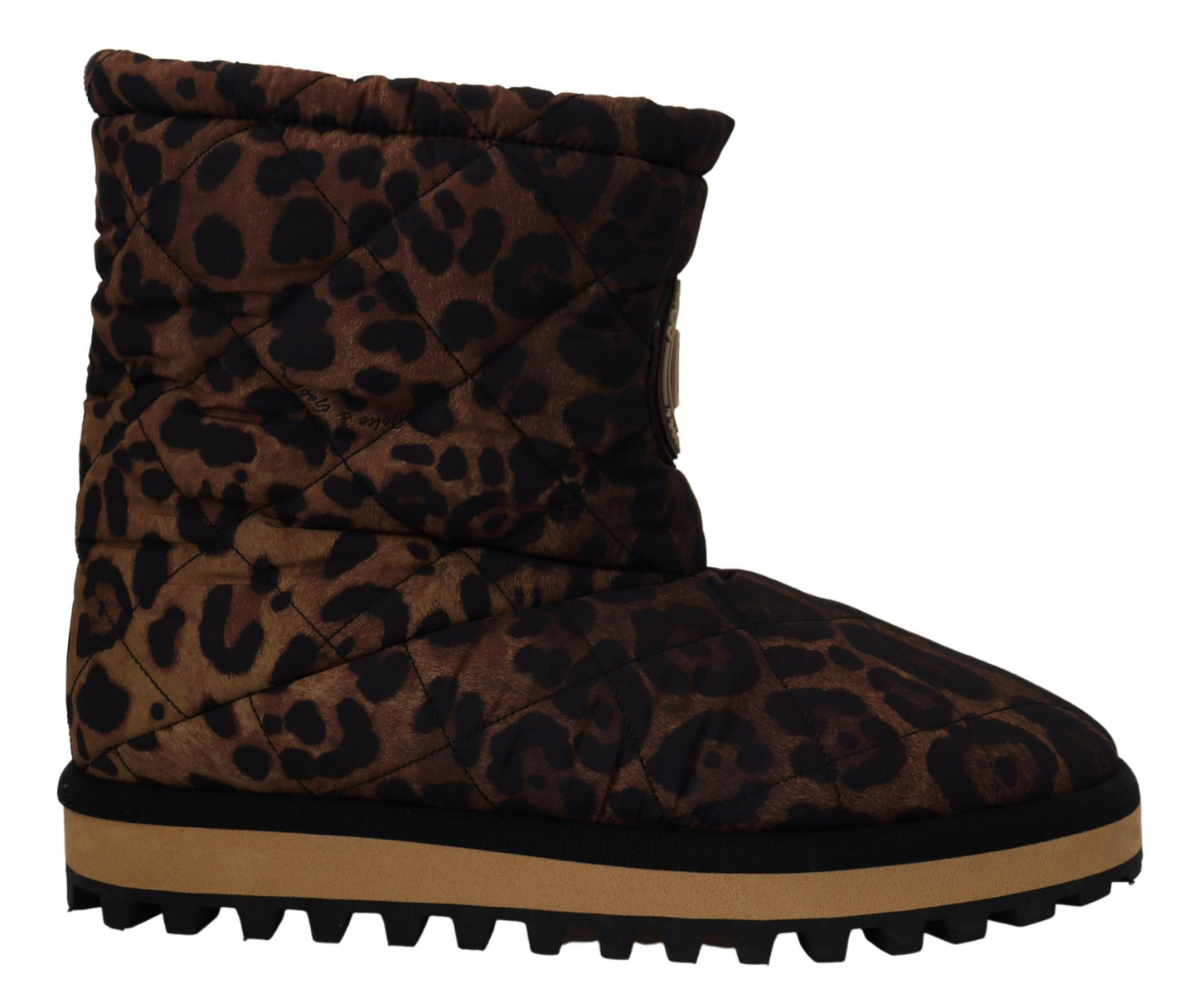 Braune Leopardenstiefel Gepolsterte Schuhe mit mittlerer Wade