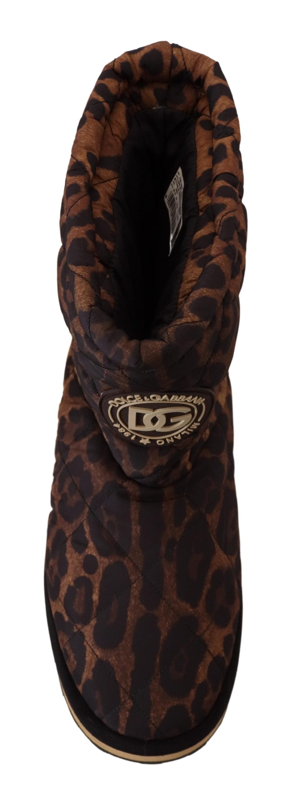 Braune Leopardenstiefel Gepolsterte Schuhe mit mittlerer Wade