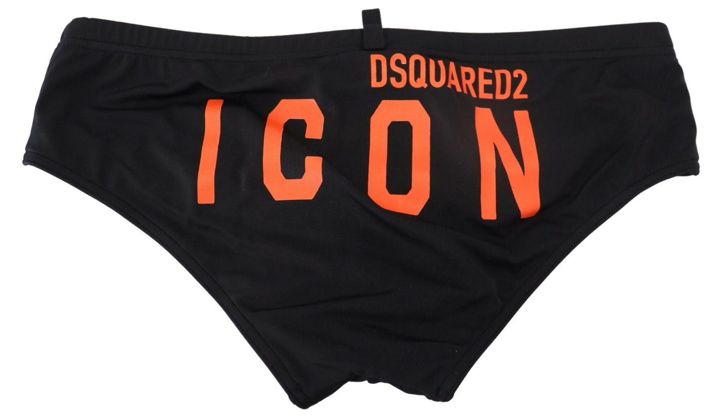 Schwarz Orange Logo gedruckt Männer schwimmen kurze Badebekleidung