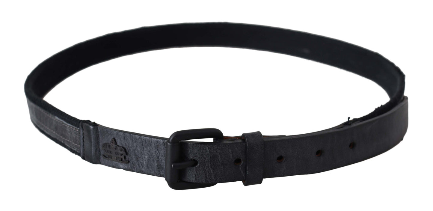 Schwarzes Leder Logo Schnalle Taille
