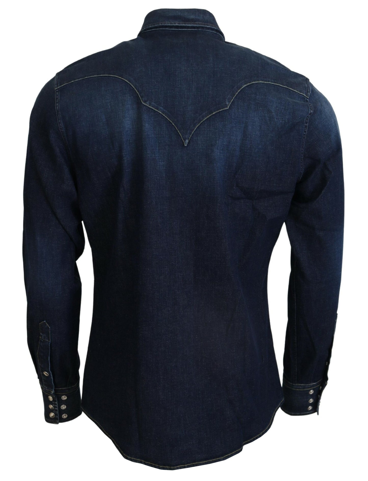 Blaues Baumwollhemd mit langen Ärmeln aus Denim
