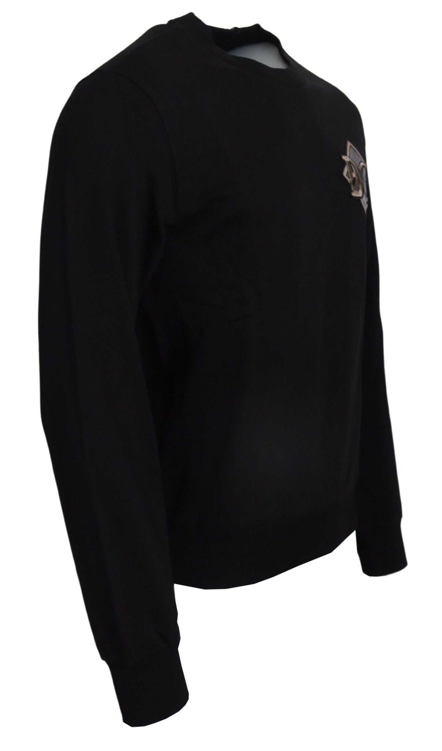 Schwarzes Baumwoll-Sweatshirt mit Rundhalsausschnitt Pullover