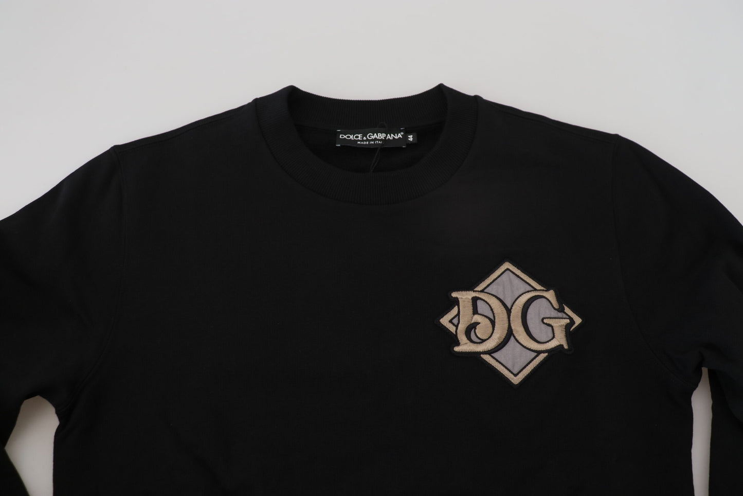 Schwarzes Baumwoll-Sweatshirt mit Rundhalsausschnitt Pullover
