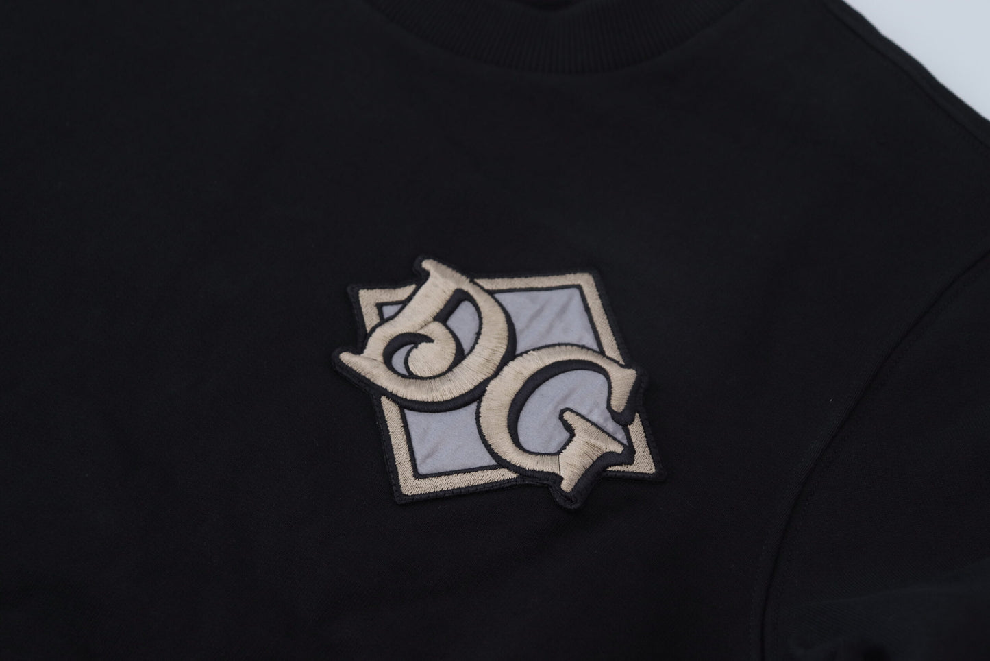 Schwarzes Baumwoll-Sweatshirt mit Rundhalsausschnitt Pullover