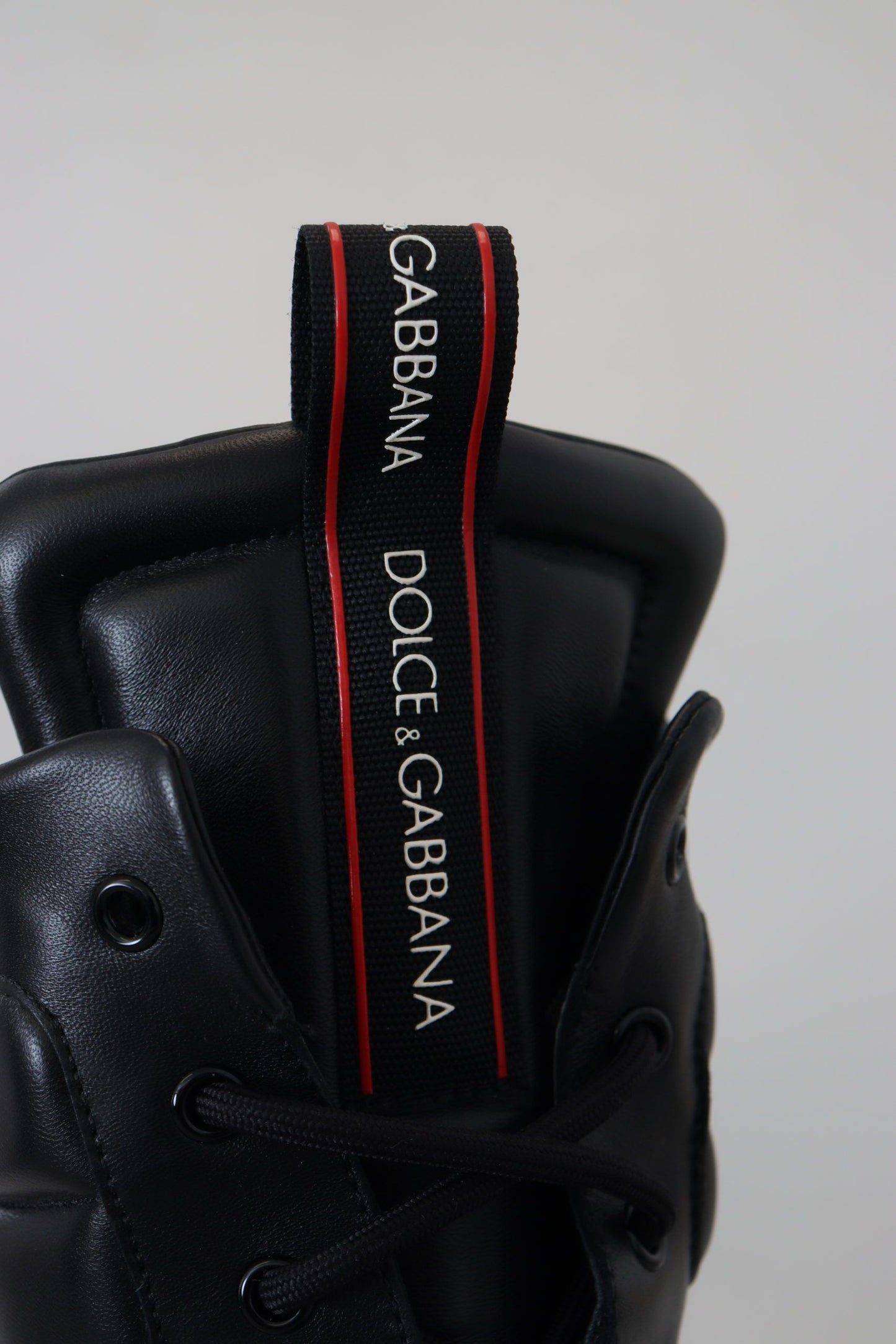 Schwarze Leder Logo Boxing Calf High Sneakers
