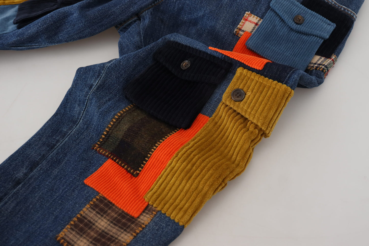 Blaue Baumwollmischung Cargo Patch Herren Denim Jeans