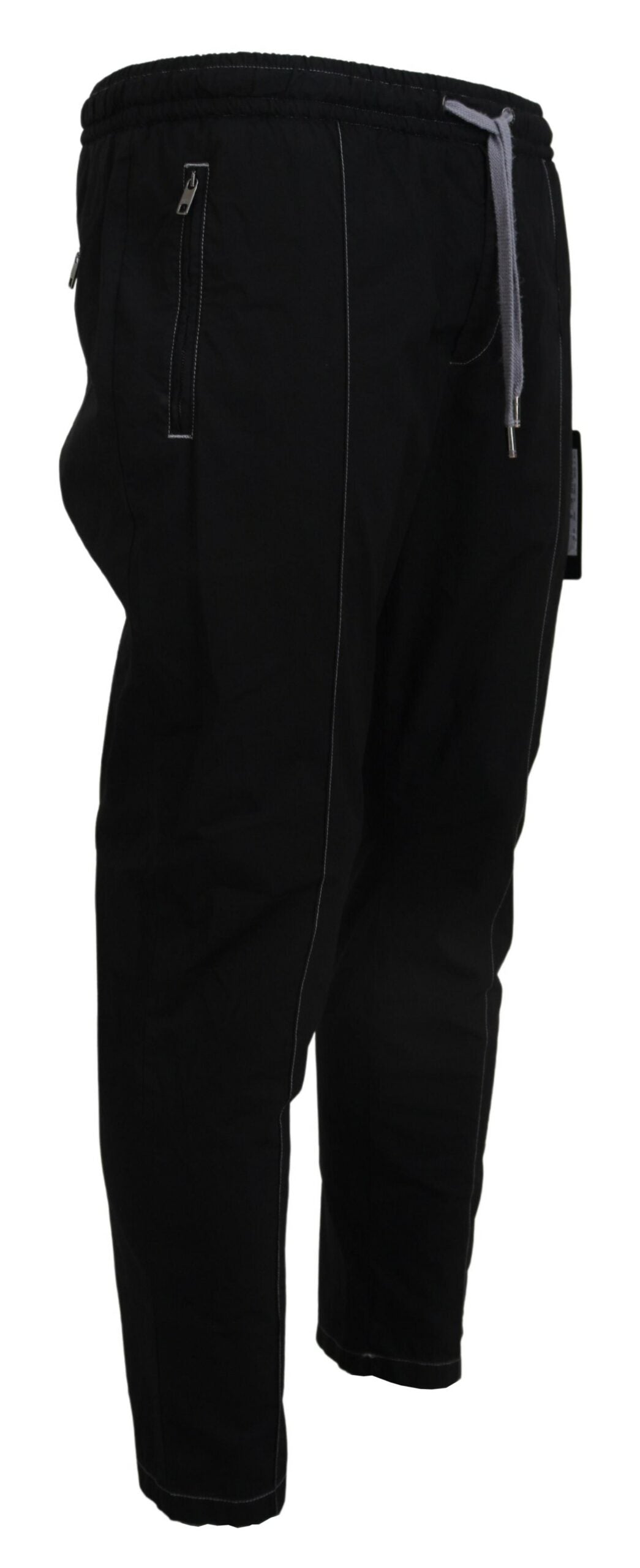 Schwarz Baumwolle Männer Tapered Pants