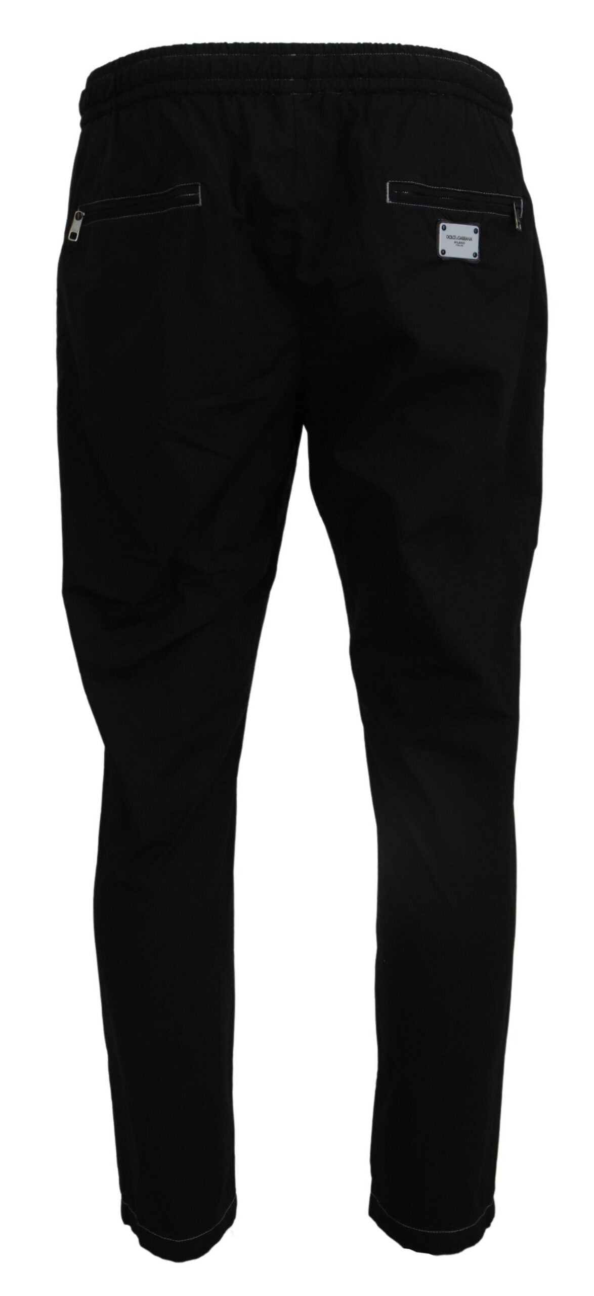 Schwarz Baumwolle Männer Tapered Pants