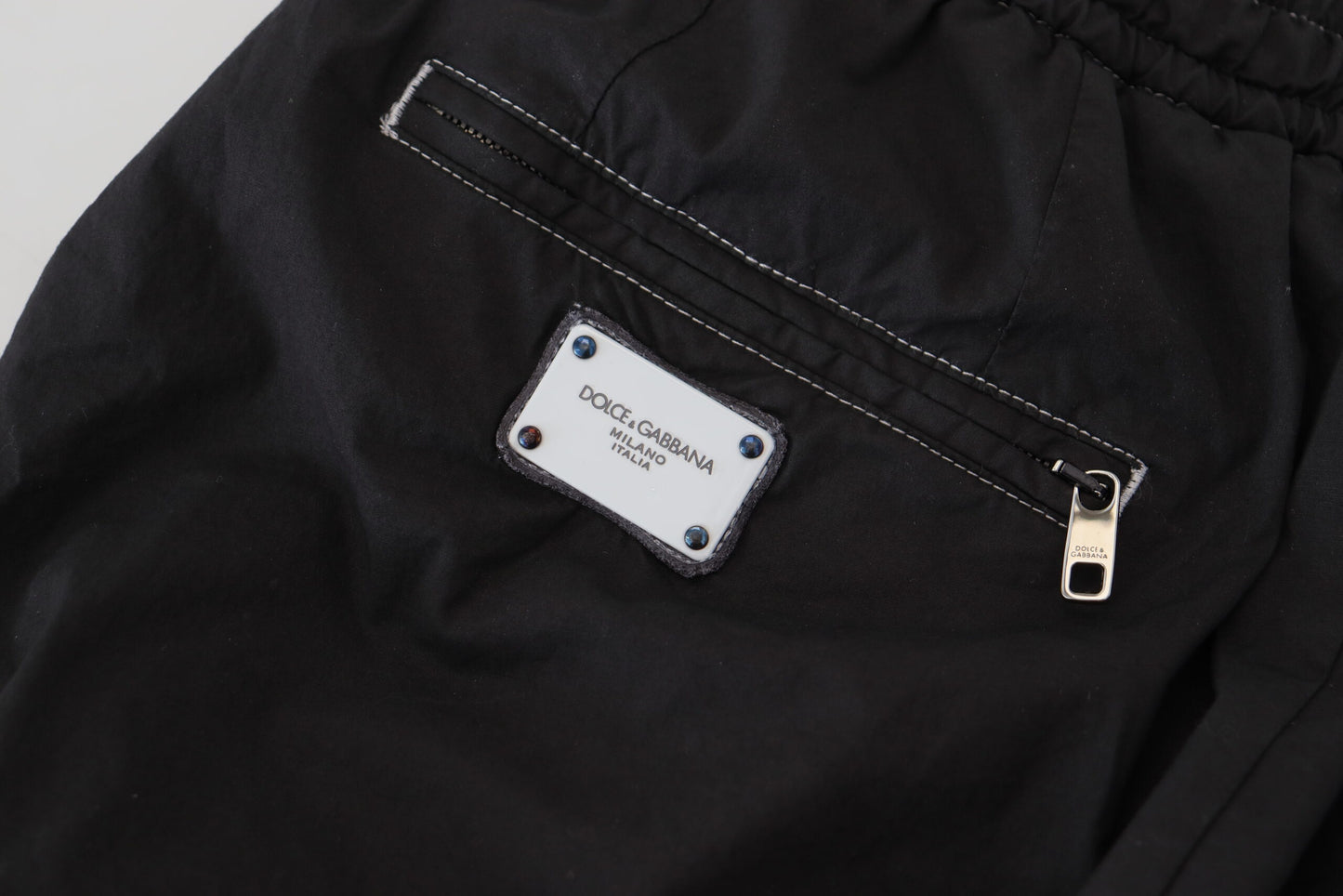 Schwarz Baumwolle Männer Tapered Pants