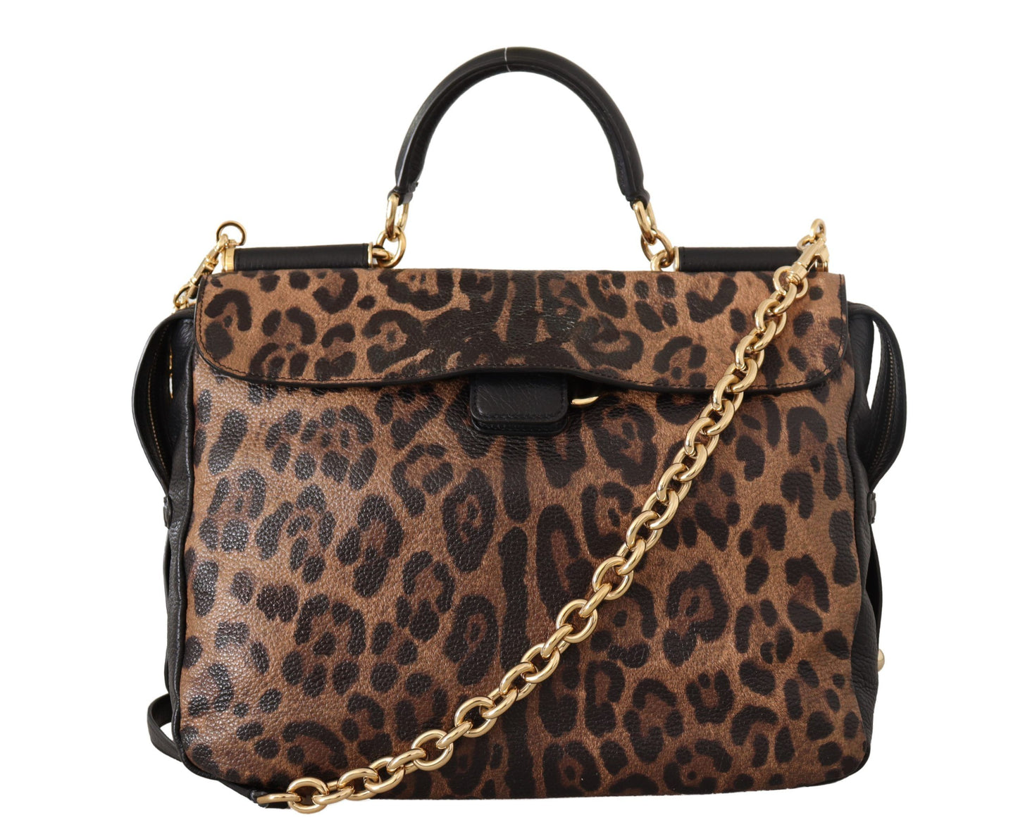 Brauner Leopardenleder Geldbeutel Satchel Sicily Umhängetasche