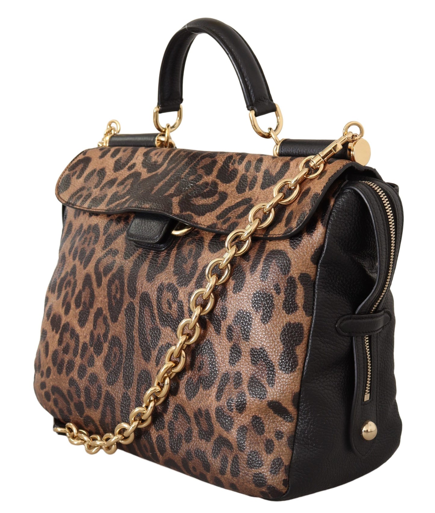Brauner Leopardenleder Geldbeutel Satchel Sicily Umhängetasche