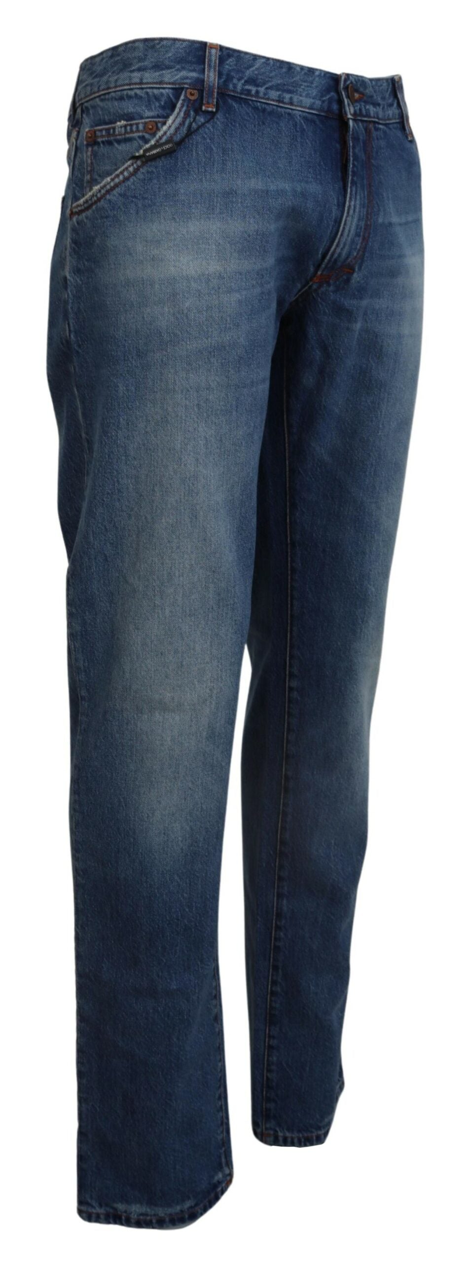 Blaue Baumwolle Straight Fit Herren Denim Jeans