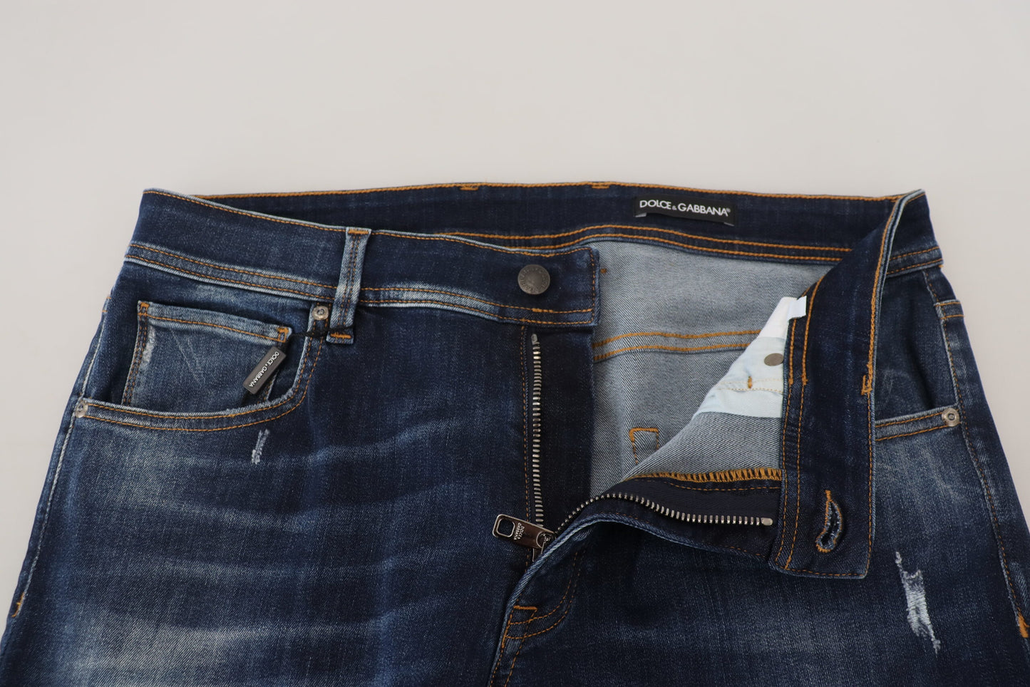 Blau gewaschene Baumwolle Slim Fit Herren Denim Jeans