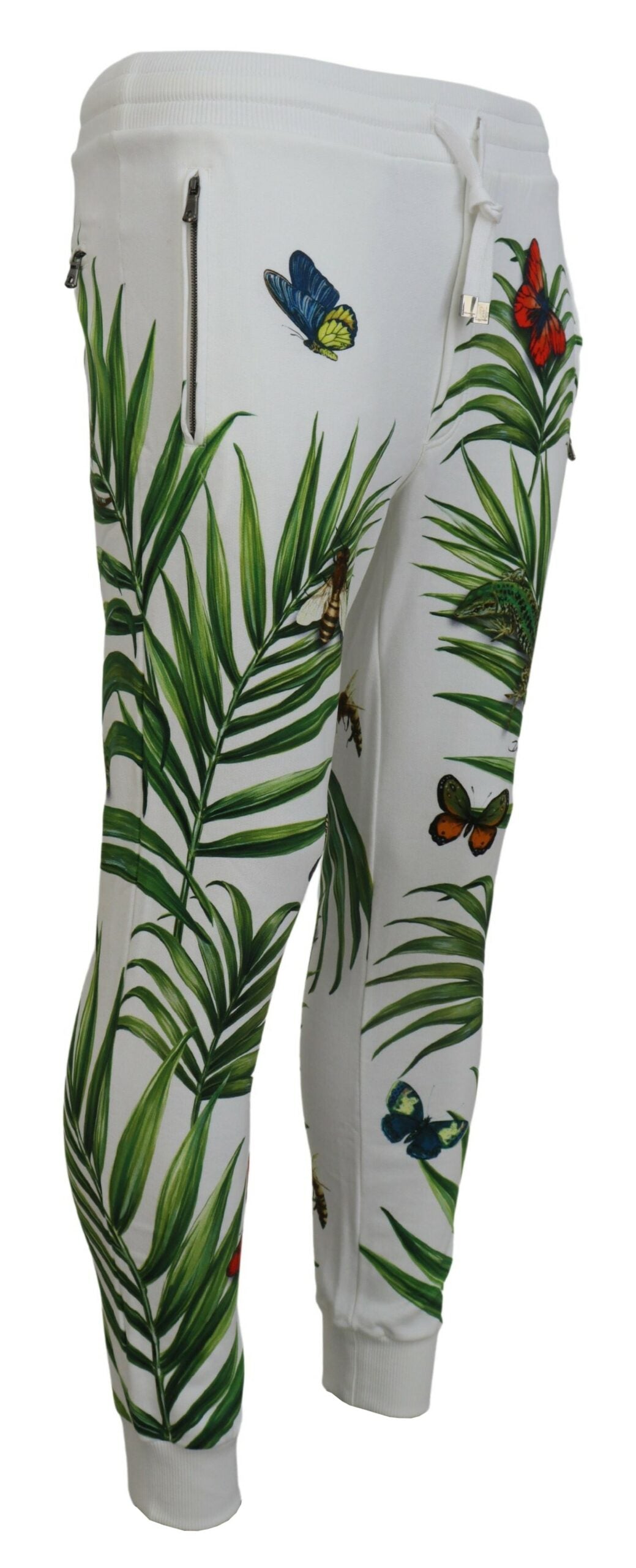 Weiße Jogginghose mit botanischem Print