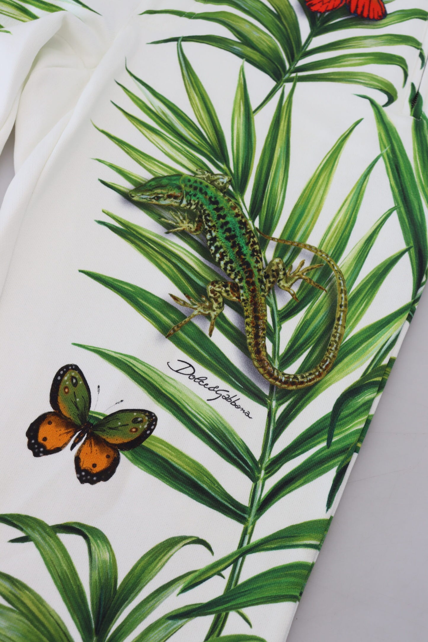 Weiße Jogginghose mit botanischem Print