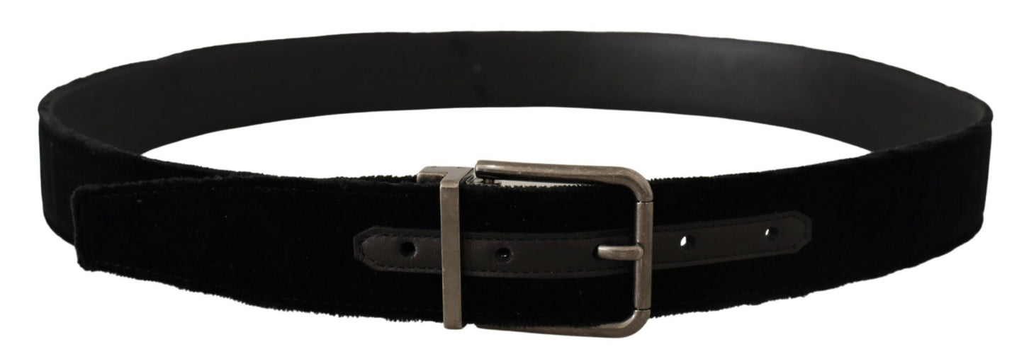 Schwarzer Samt Chrom Metall Box Buckle Gürtel