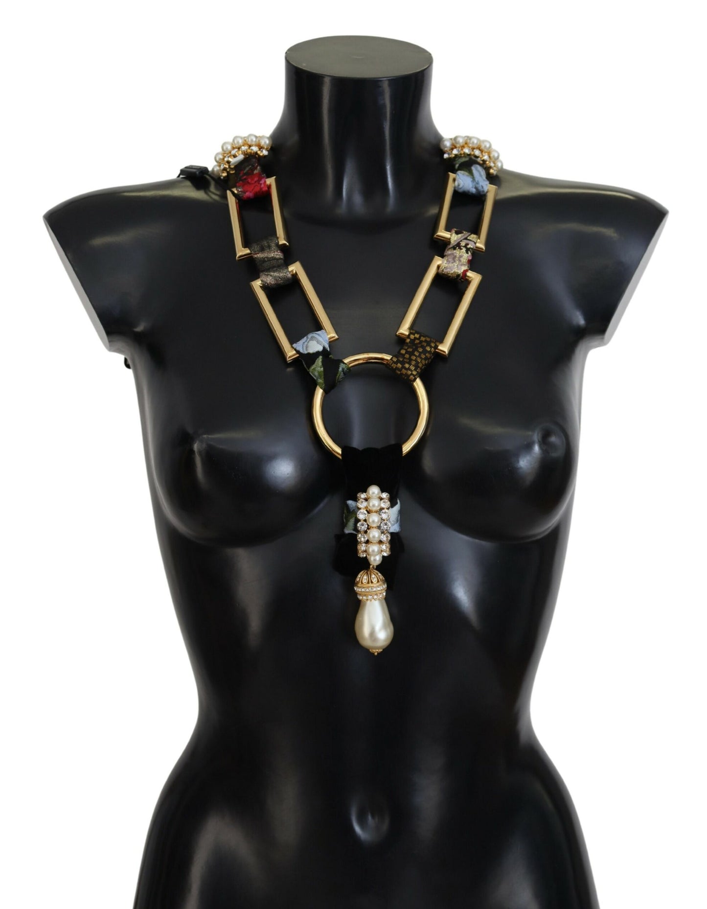 Gold Messing Sizilien Kristall Robe Statement Halskette
