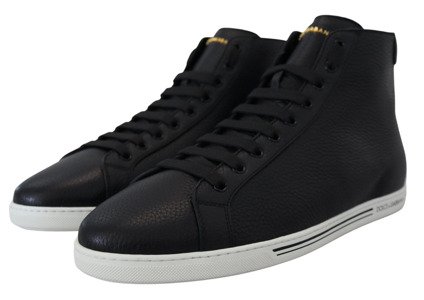 Schwarze Leder High Tops Hohe Schuhe
