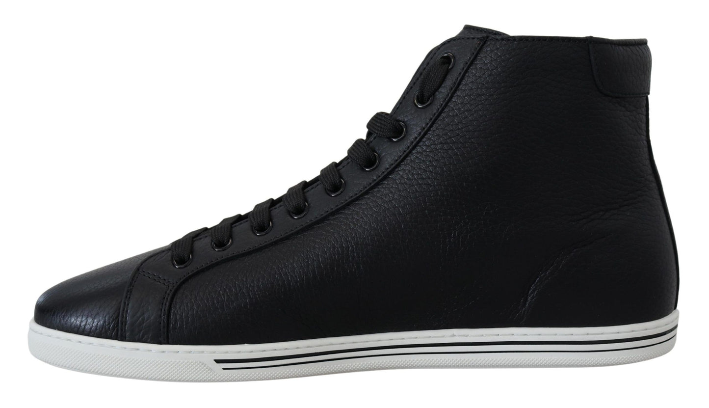 Schwarze Leder High Tops Hohe Schuhe