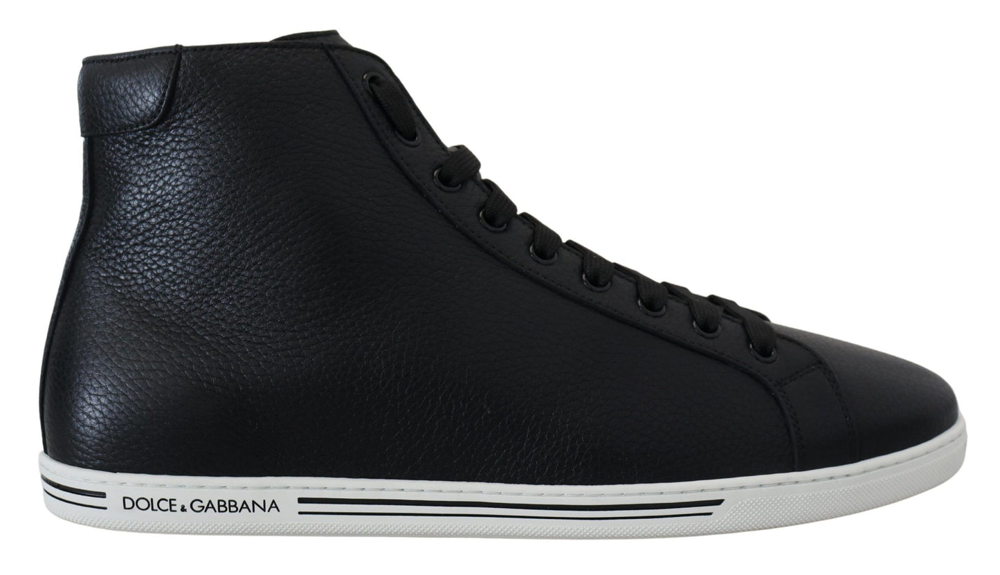 Schwarze Leder High Tops Hohe Schuhe