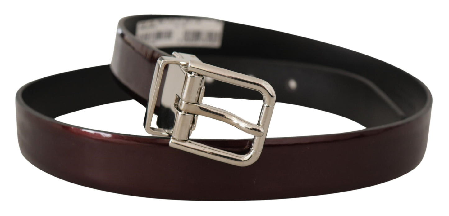 Braunes Lackleder Silberne Metallschnalle Gürtel