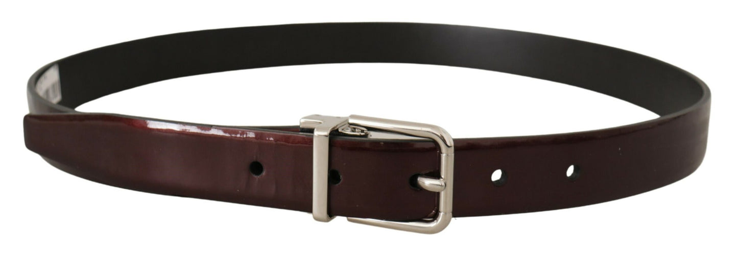 Braunes Lackleder Silberne Metallschnalle Gürtel